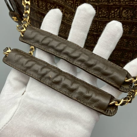 CHANEL (シャネル) ヴィンテージ クロコダイル ココマーク ショルダーバッグ
