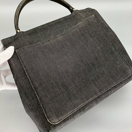 CHANEL (シャネル) ヴィンテージ デニム ターンロック ココマーク ケリー ハンドバッグ