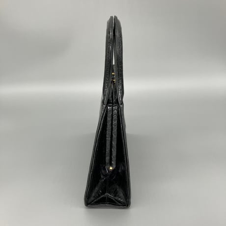 CHANEL (シャネル) ヴィンテージ クロコ がま口 ココマーク ハンドバッグ