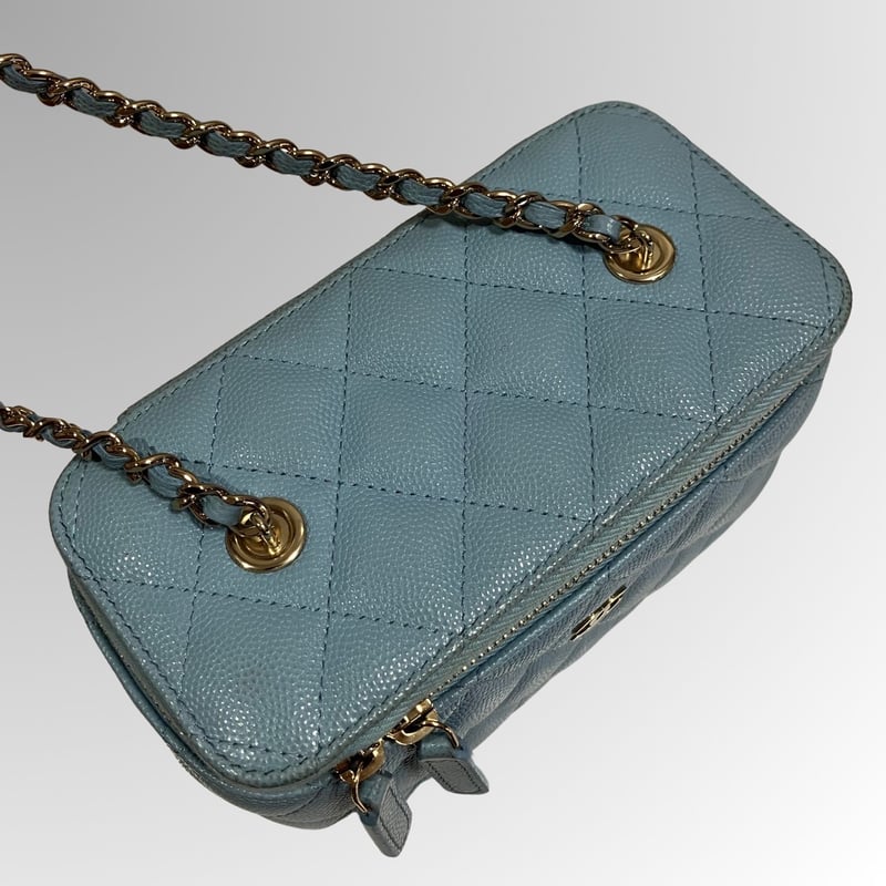 CHANEL/シャネル/キャビアスキン/スモールバニティ/ブルー CHANEL/シャネル/キャビアスキン/スモールバニティ/ブルー