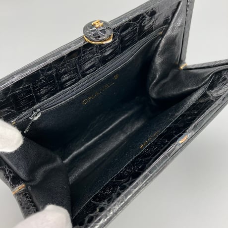 CHANEL (シャネル) ヴィンテージ クロコ がま口 ココマーク ハンドバッグ