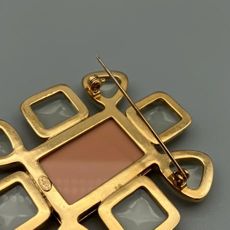 CHANEL (シャネル) ヴィンテージ カラーストーン グリポア クリア ココマーク ブローチ