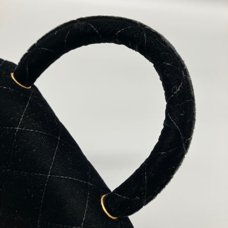 CHANEL (シャネル) ヴィンテージ 親子バッグ マトラッセ ベロア ベルベット ターンロック ミニハンドバッグ