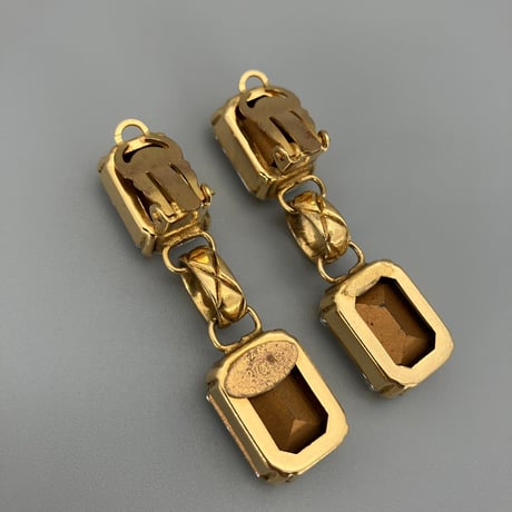 CHANEL (シャネル) ヴィンテージ ラインストーン マトラッセ スイング イヤリング