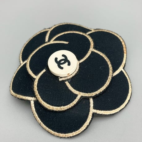 CHANEL (シャネル) ヴィンテージ ココマーク カメリア ブラック ブローチ
