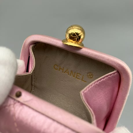 CHANEL (シャネル) ヴィンテージ サテン マトラッセ ピンク ミニポーチ ハンドバッグ