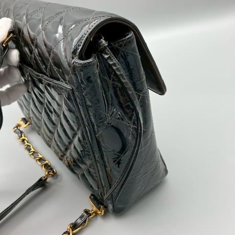 CHANEL (シャネル) ヴィンテージ ココマーク マトラッセ ターンロック パテントレザー エナメル リュックサック バックパック