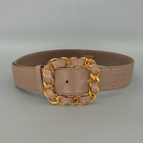 CHANEL (シャネル) ヴィンテージ ラムスキン ココマーク ロゴ ベルト