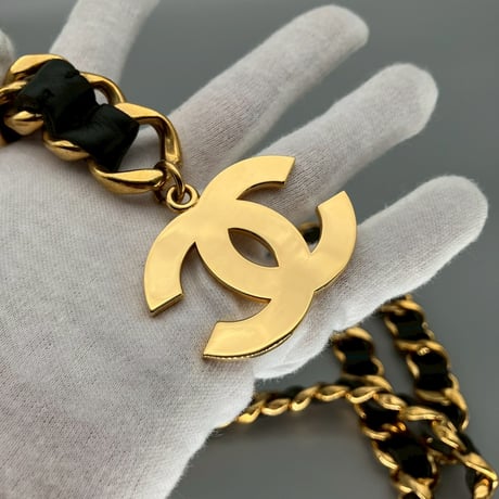 CHANEL (シャネル) ヴィンテージ デカココ ココマーク レザー チェーンベルト