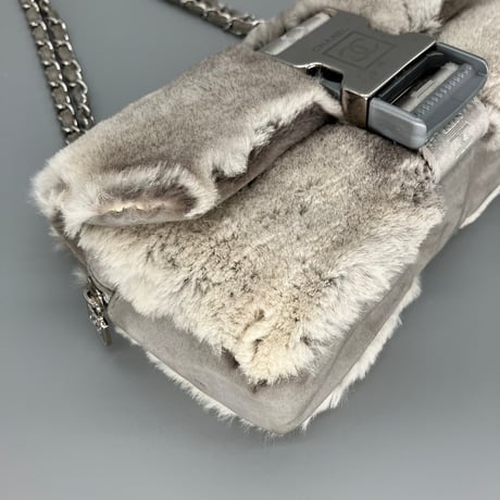 CHANEL (シャネル) ヴィンテージ スポーツライン ファー ココマーク ダブルチェーン ショルダーバッグ