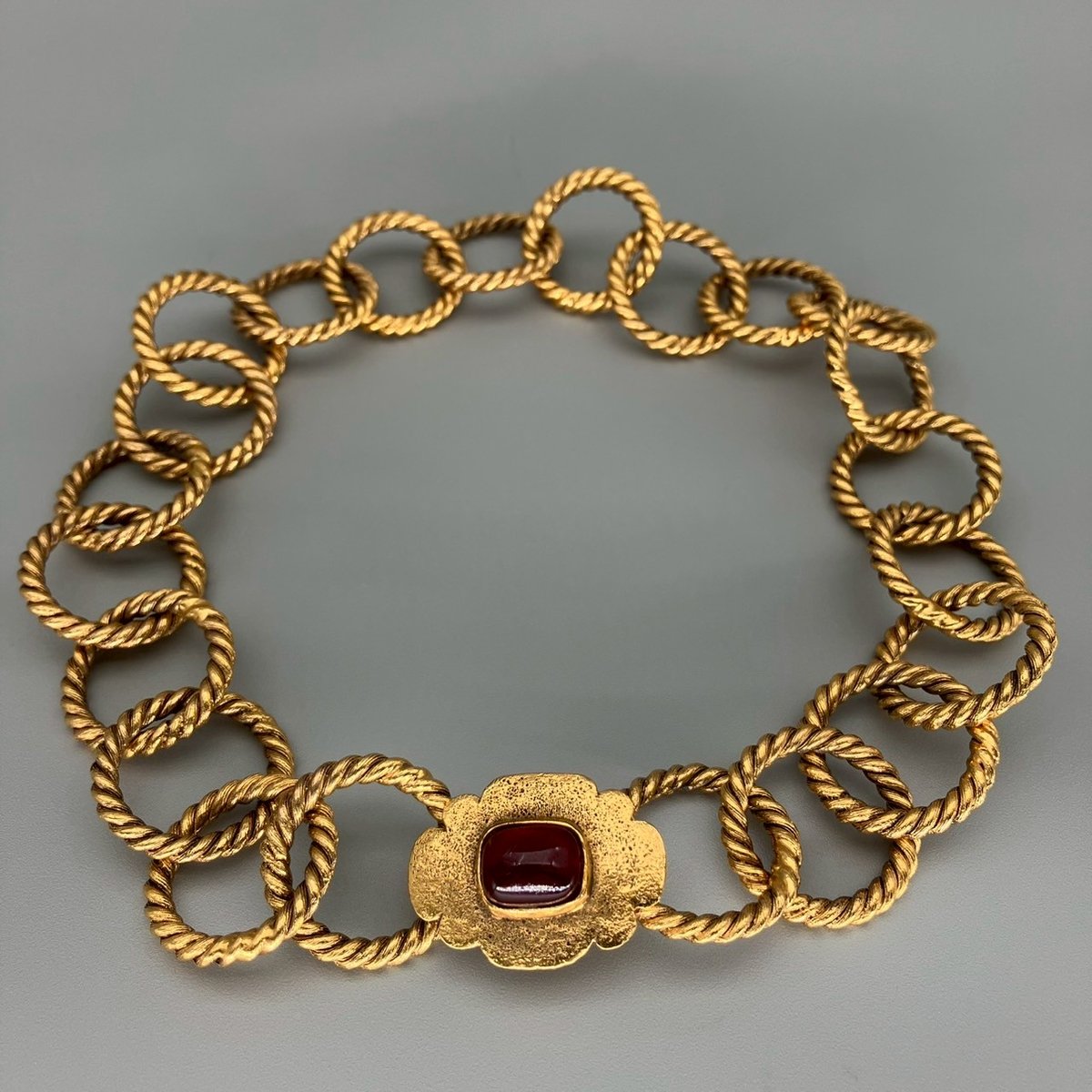 CHANEL (シャネル) ヴィンテージ カラーストーン グリポア ネックレス