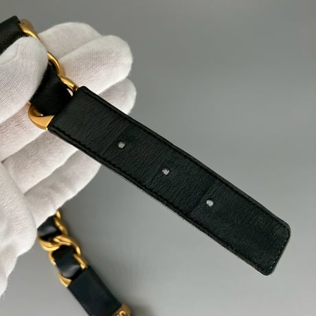 CHANEL (シャネル) ヴィンテージ ロゴ レザー チェーン ベルト