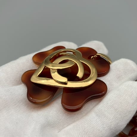CHANEL (シャネル) ヴィンテージ べっ甲 クローバー ココマーク ハート ネックレス
