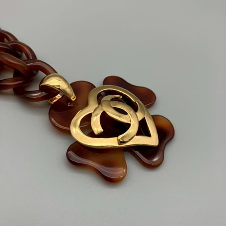 CHANEL (シャネル) ヴィンテージ べっ甲 クローバー ココマーク ハート ネックレス