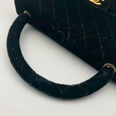 CHANEL (シャネル) ヴィンテージ ベロア ターンロック ココマーク 親子バッグ ハンドバッグ