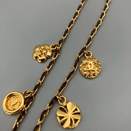 CHANEL (シャネル) ヴィンテージ ココマーク コイン クローバー カメリア ネックレス チョーカー
