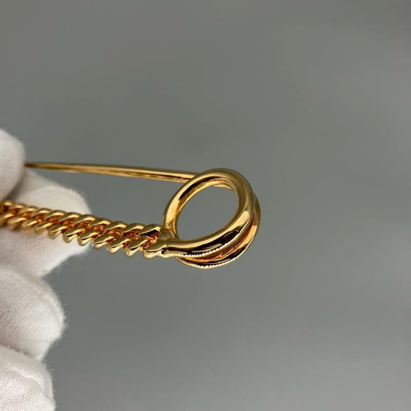 シャネル　安全ピン型　ブローチ　正規品 CHANEL (シャネル) ヴィンテージ 安全ピン クローバー ブローチ