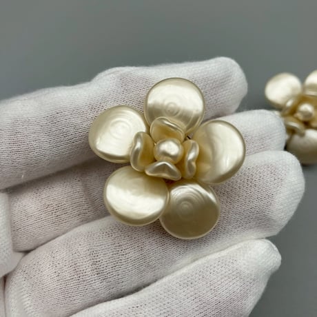 CHANEL (シャネル) ヴィンテージ カメリア フラワー パール イヤリング