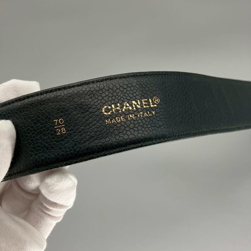 シャネル ココマーク ヴィンテージベルト キャビアスキン ブラック CHANEL (シャネル) ヴィンテージ キャビアスキン ココマーク ベルト