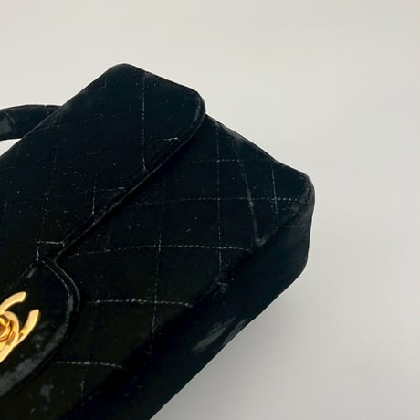 CHANEL (シャネル) ヴィンテージ ベロア ターンロック ココマーク 親子バッグ ハンドバッグ