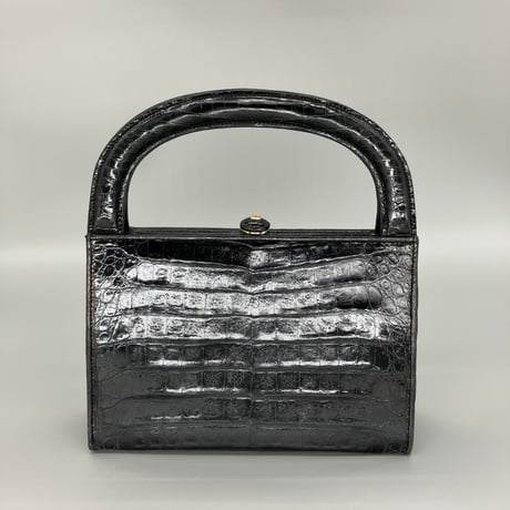 CHANEL (シャネル) ヴィンテージ クロコ がま口 ココマーク ハンドバッグ