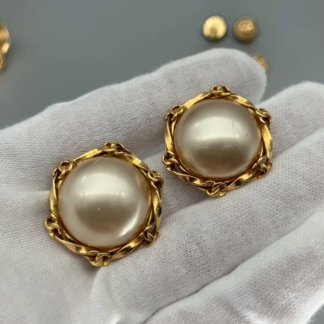 CHANEL (シャネル) ヴィンテージ ココマーク パール チェーン イヤリング 5点セット