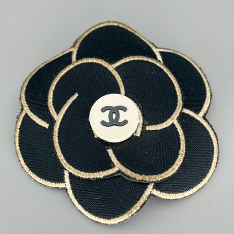 CHANEL (シャネル) ヴィンテージ ココマーク カメリア ブラック ブローチ