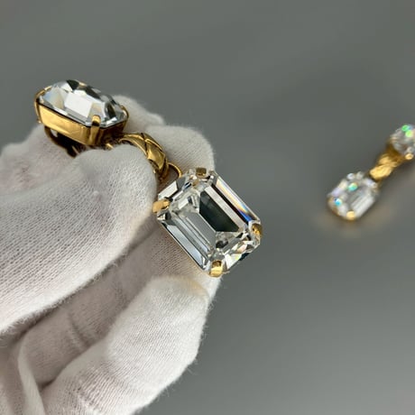 CHANEL (シャネル) ヴィンテージ マトラッセ ラインストーン スイング イヤリング