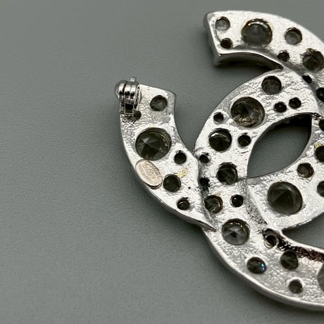 CHANEL (シャネル) ヴィンテージ ココマーク ラインストーン ブローチ