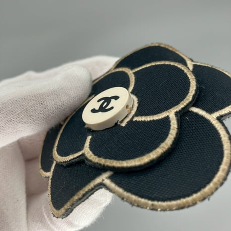 CHANEL (シャネル) ヴィンテージ ココマーク カメリア ブラック ブローチ