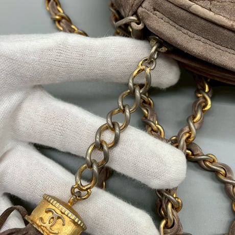 CHANEL (シャネル) ヴィンテージ ラウンド スエード フリンジ ショルダーバッグ