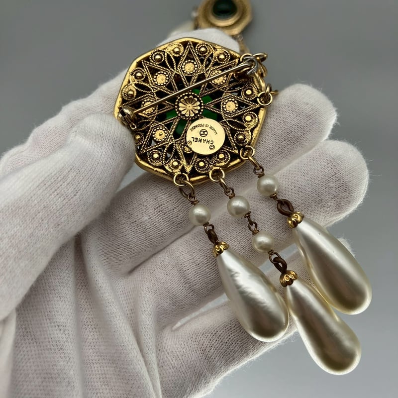 CHANEL (シャネル) ヴィンテージ カラーストーン グリポア パール