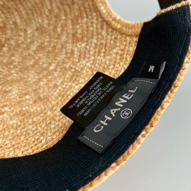 CHANEL (シャネル) ストロー 麦わら ココマーク キャップ 帽子