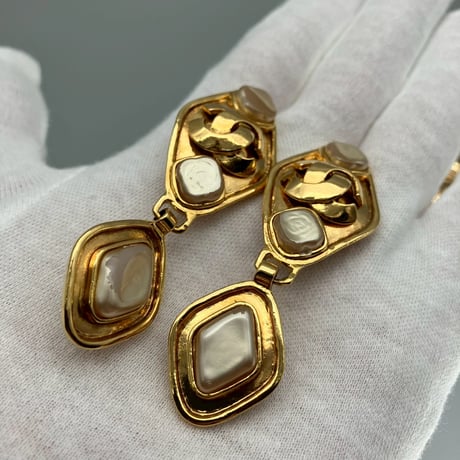 CHANEL (シャネル) ヴィンテージ ココマーク パール チェーン イヤリング 5点セット