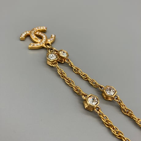 CHANEL (シャネル) ヴィンテージ ココマーク ラインストーン ネックレス