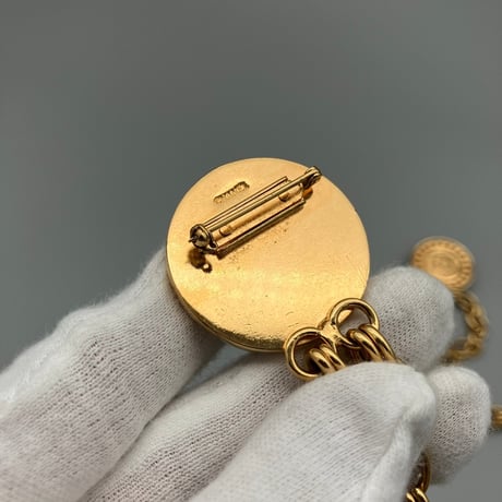 CHANEL (シャネル) ヴィンテージ フクロウ ラインストーン ダブルチェーン ブローチ