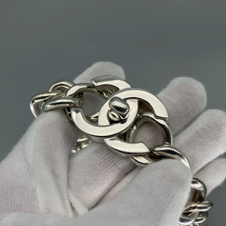 CHANEL (シャネル) ヴィンテージ デカココ ターンロック ココマーク シルバー ネックレス