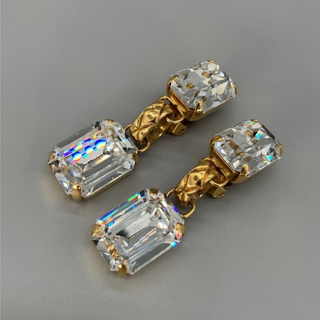 CHANEL (シャネル) ヴィンテージ ラインストーン マトラッセ スイング イヤリング