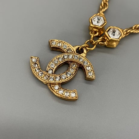 CHANEL (シャネル) ヴィンテージ ココマーク ラインストーン ネックレス