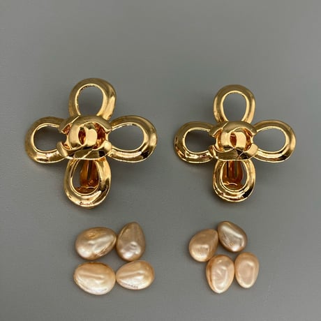 CHANEL (シャネル) ヴィンテージ ココマーク パール イヤリング