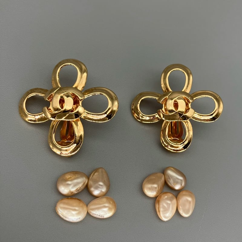 CHANEL (シャネル) ヴィンテージ ココマーク パール イヤリング