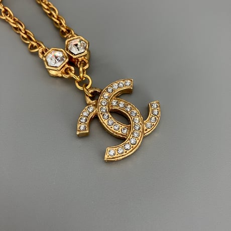 CHANEL (シャネル) ヴィンテージ ラインストーン ココマーク ネックレス