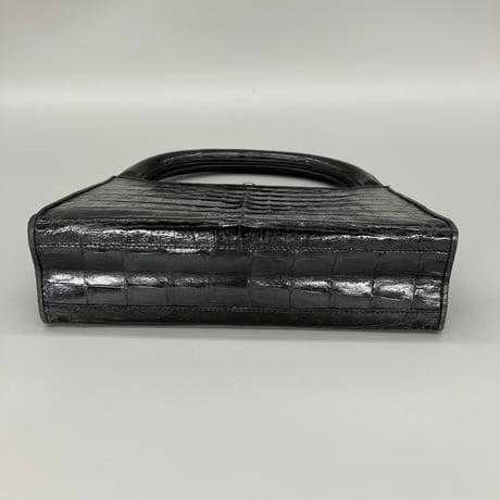 CHANEL (シャネル) ヴィンテージ クロコ がま口 ココマーク ハンドバッグ