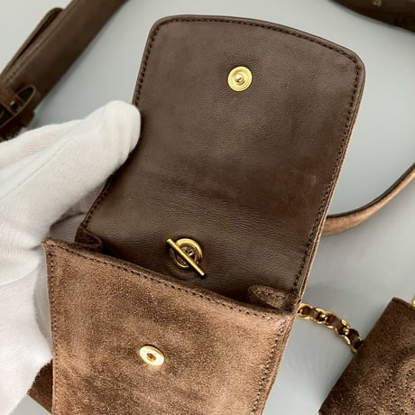 CHANEL (シャネル) ヴィンテージ スエード マルチポーチ ココマーク ベルト