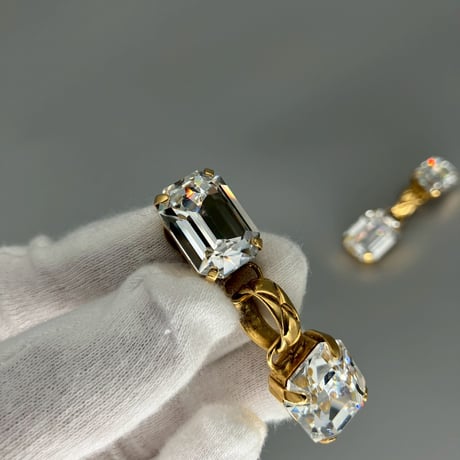 CHANEL (シャネル) ヴィンテージ マトラッセ ラインストーン スイング イヤリング