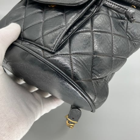 CHANEL (シャネル) ヴィンテージ マトラッセ ラムスキン ターンロック リュックサック バックパック