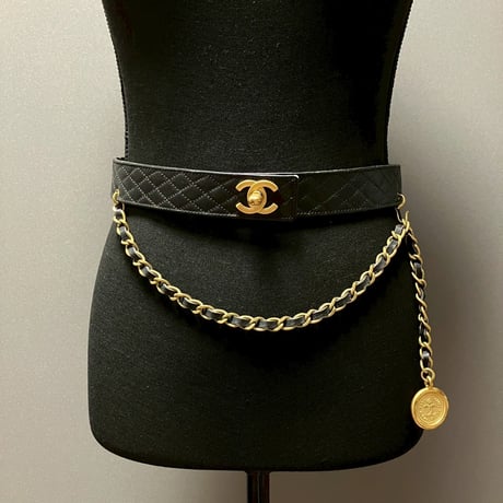 CHANEL (シャネル) ヴィンテージ マトラッセ ターンロック ココマーク チェーン ベルト