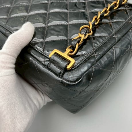 CHANEL (シャネル) ヴィンテージ ココマーク マトラッセ ターンロック パテントレザー エナメル リュックサック バックパック
