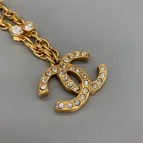 CHANEL (シャネル) ヴィンテージ ココマーク ラインストーン ネックレス