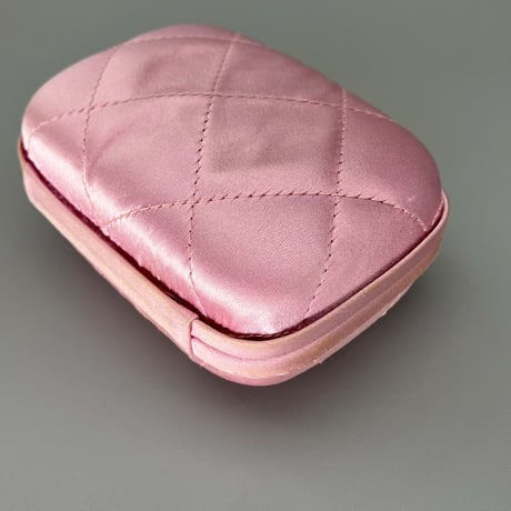 CHANEL (シャネル) ヴィンテージ サテン マトラッセ ピンク ミニポーチ ハンドバッグ